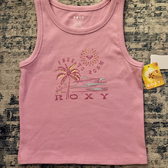 Roxy Girls Pink Palm Graphic Tank Top - Size 12-14. . NEW - Picture 3 of 5